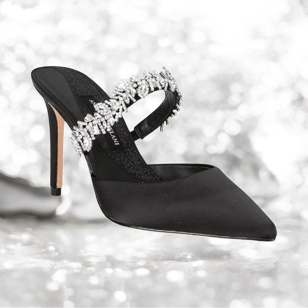 Antonio Melani Collection Nova Jeweled Mules Black Satin